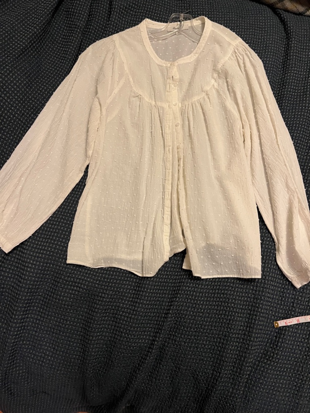 Madewell Off White Swiss Dot Peasant Blouse